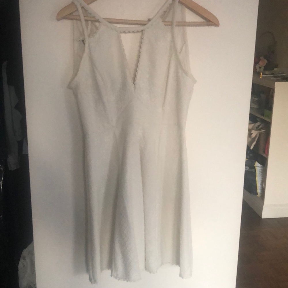 Summer fit and flare off white lace dress